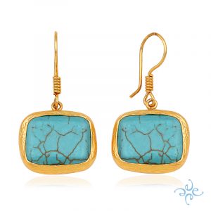 Gold Turquoise Hook Earrings