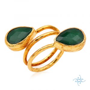 Contemporary Gold Statement Jade Ring