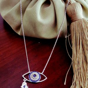 Craying Eye Necklace with Hamsa Hand