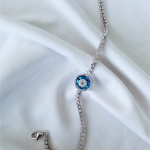 Tennis Bracelet with Round Evil Eye