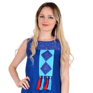 ROYAL BLUE and TURQUOISE TASSEL BOHO DRESS