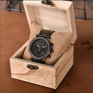 Wood and Stainless Steel Men's Watch